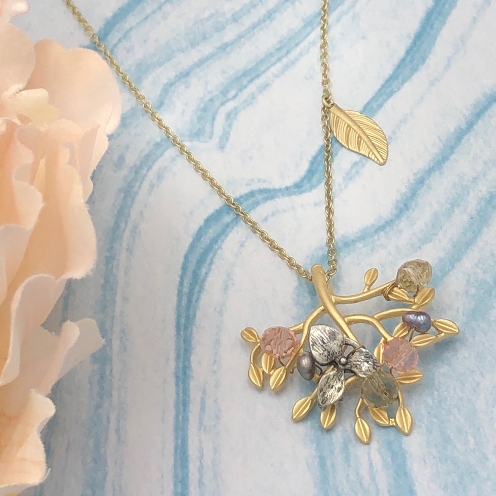 🌼 Tree Of Life Beaded Matte Gold Necklace